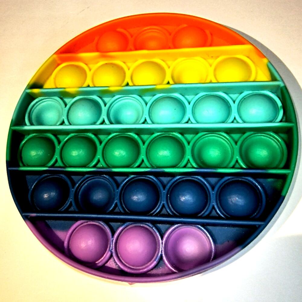 1786.  Sensory Fidget Toys Silicone Bubbles Round Rainbow Colors